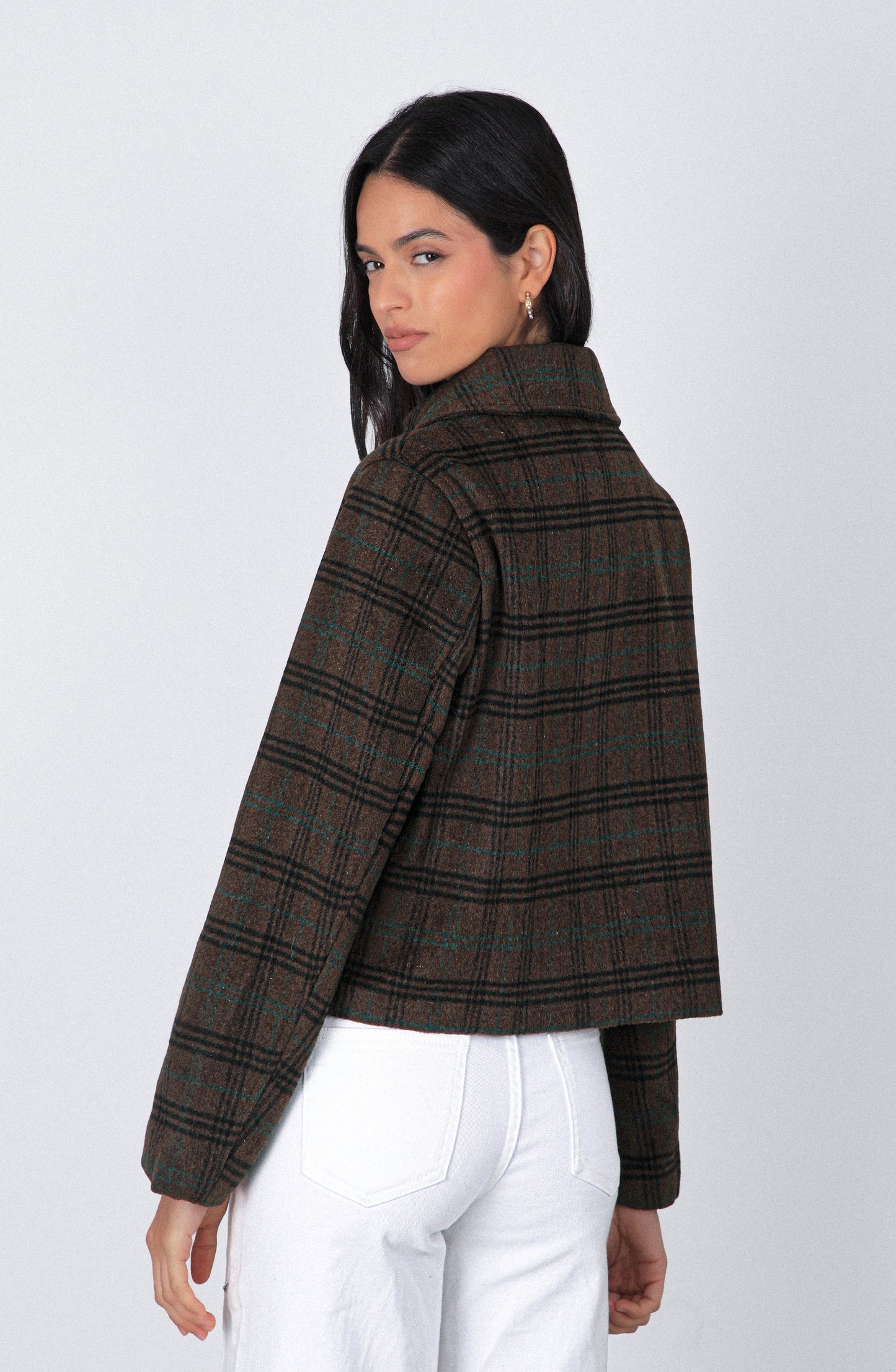 Chaqueta Tejida Cuadros Print