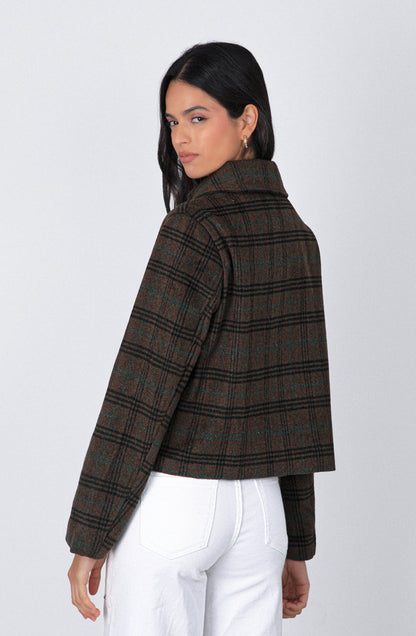 Chaqueta Tejida Cuadros Print