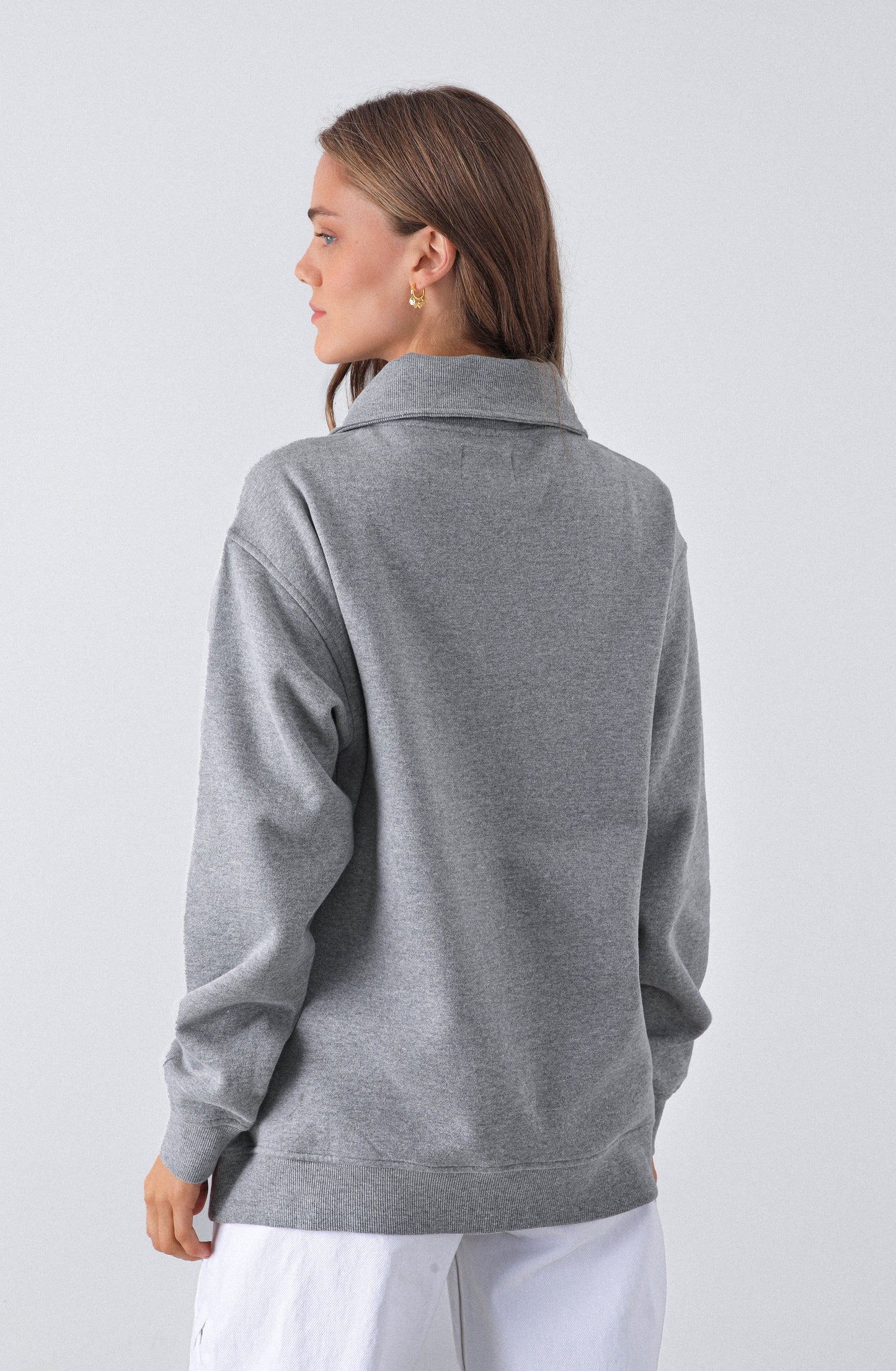 Polerón Mid Zipper Grey Melange