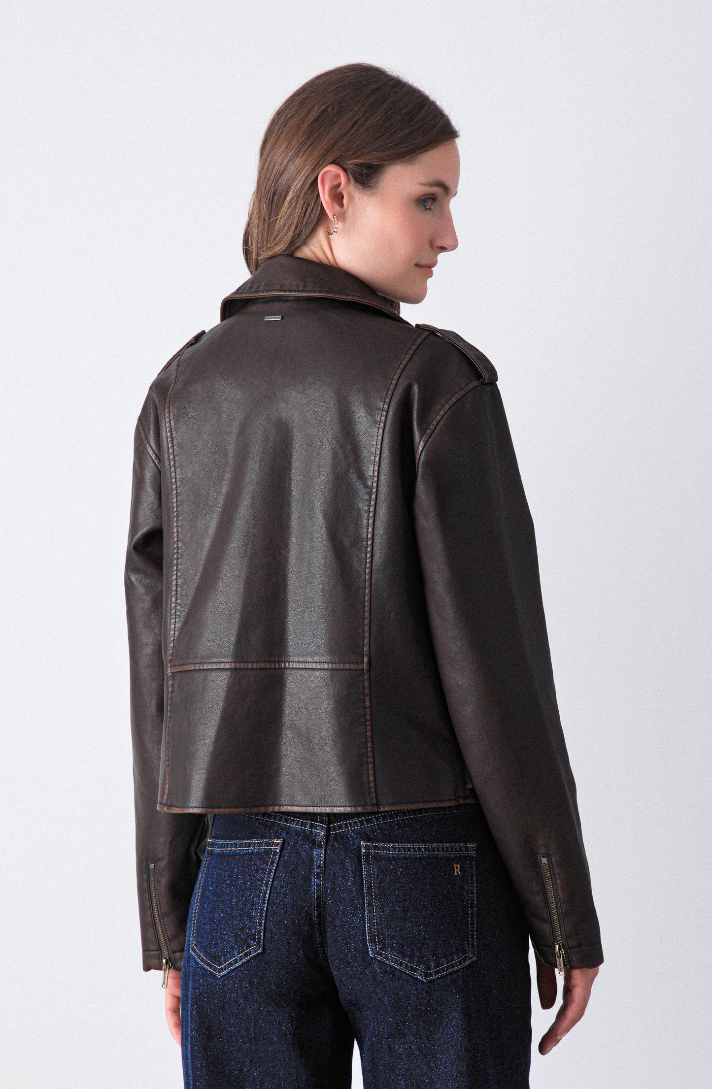 Chaqueta Biker Brown