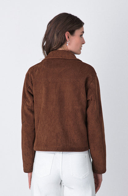 Chaqueta Detalle Bordado Brown