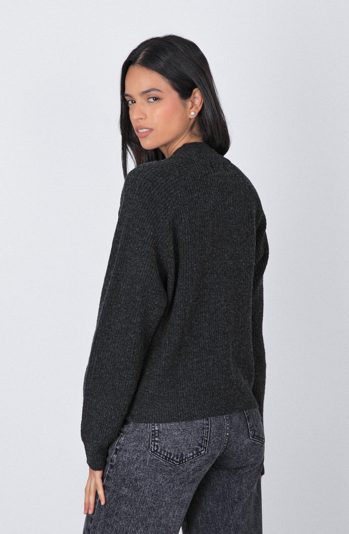 Cardigan Zipper Grey Melange