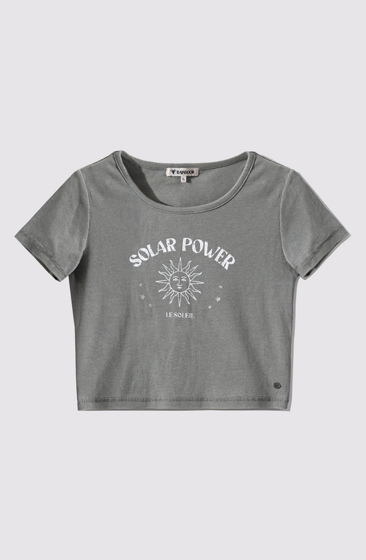 Top Manga Corta Rib Green