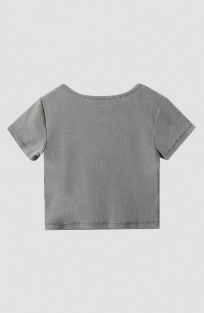 Top Manga Corta Rib Green