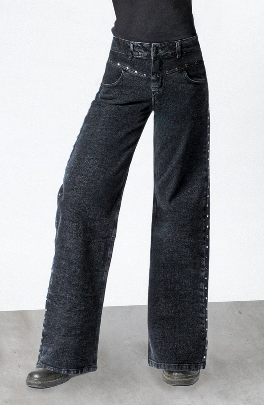 Pantalón Tachas Frontales Black