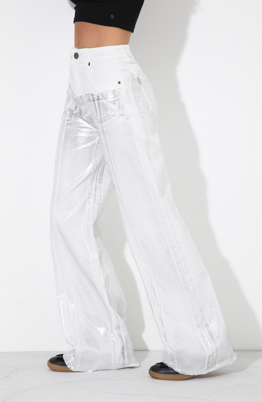 Pants Wide Leg Foil White