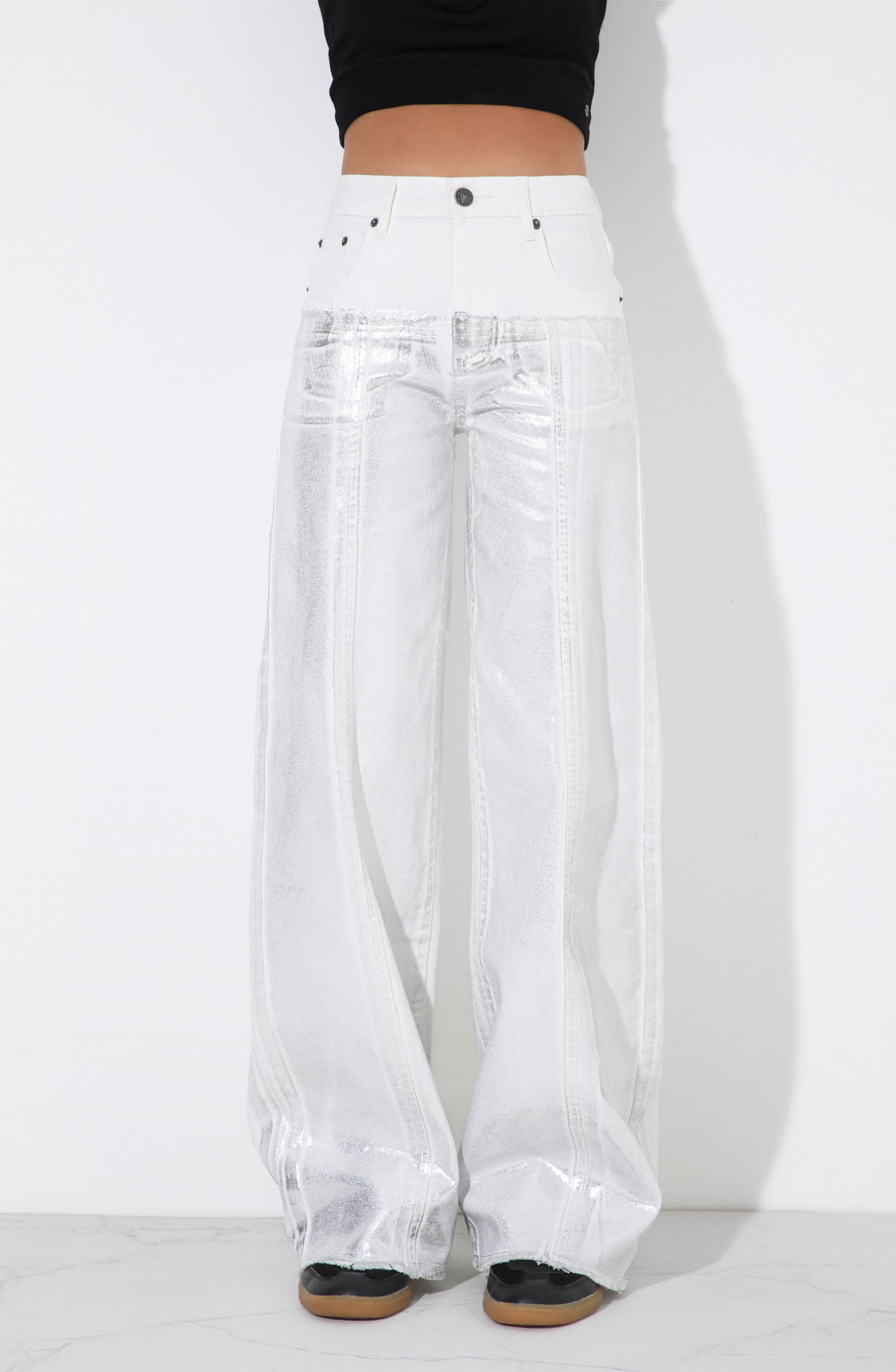 Pants Wide Leg Foil White