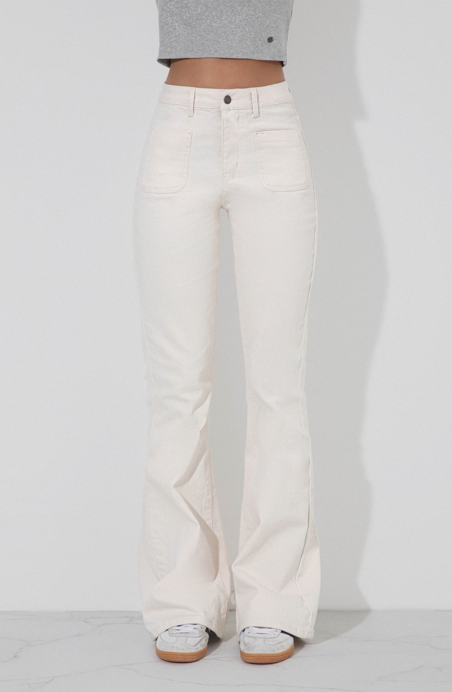 Pants Flare Bolsillos Ecru