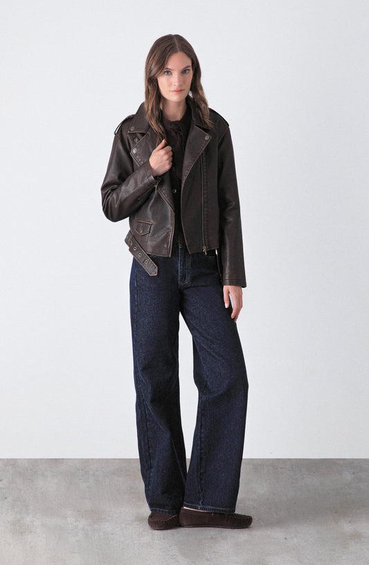 Chaqueta Biker Brown