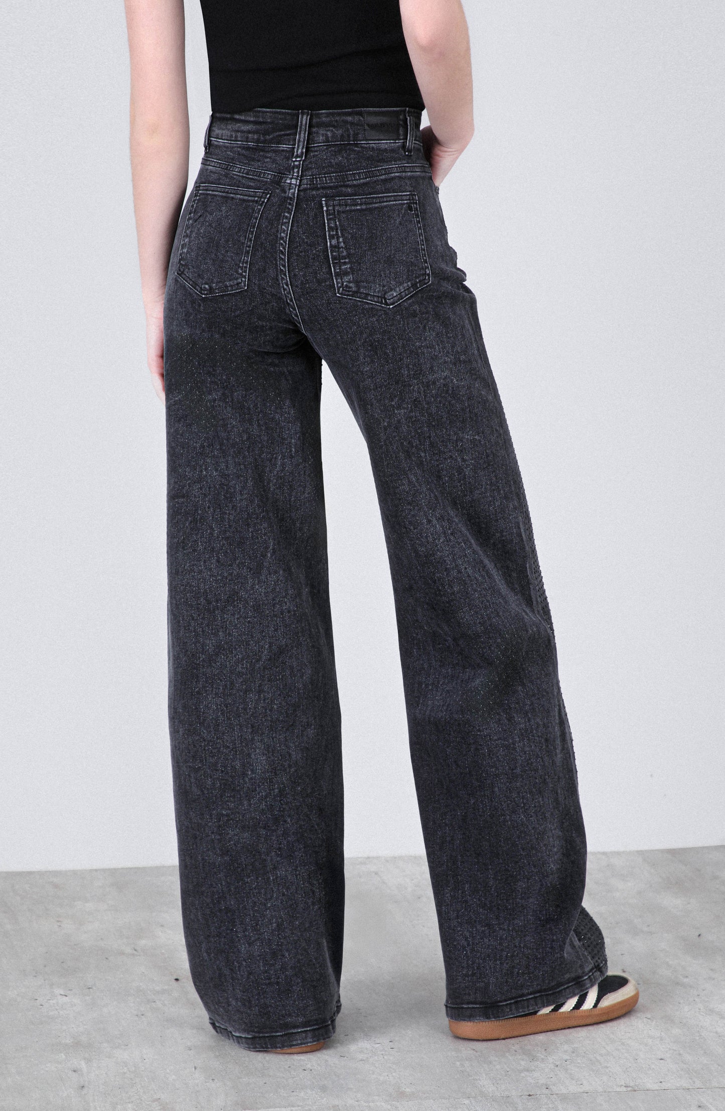 Pantalón Wide Leg Strass Black