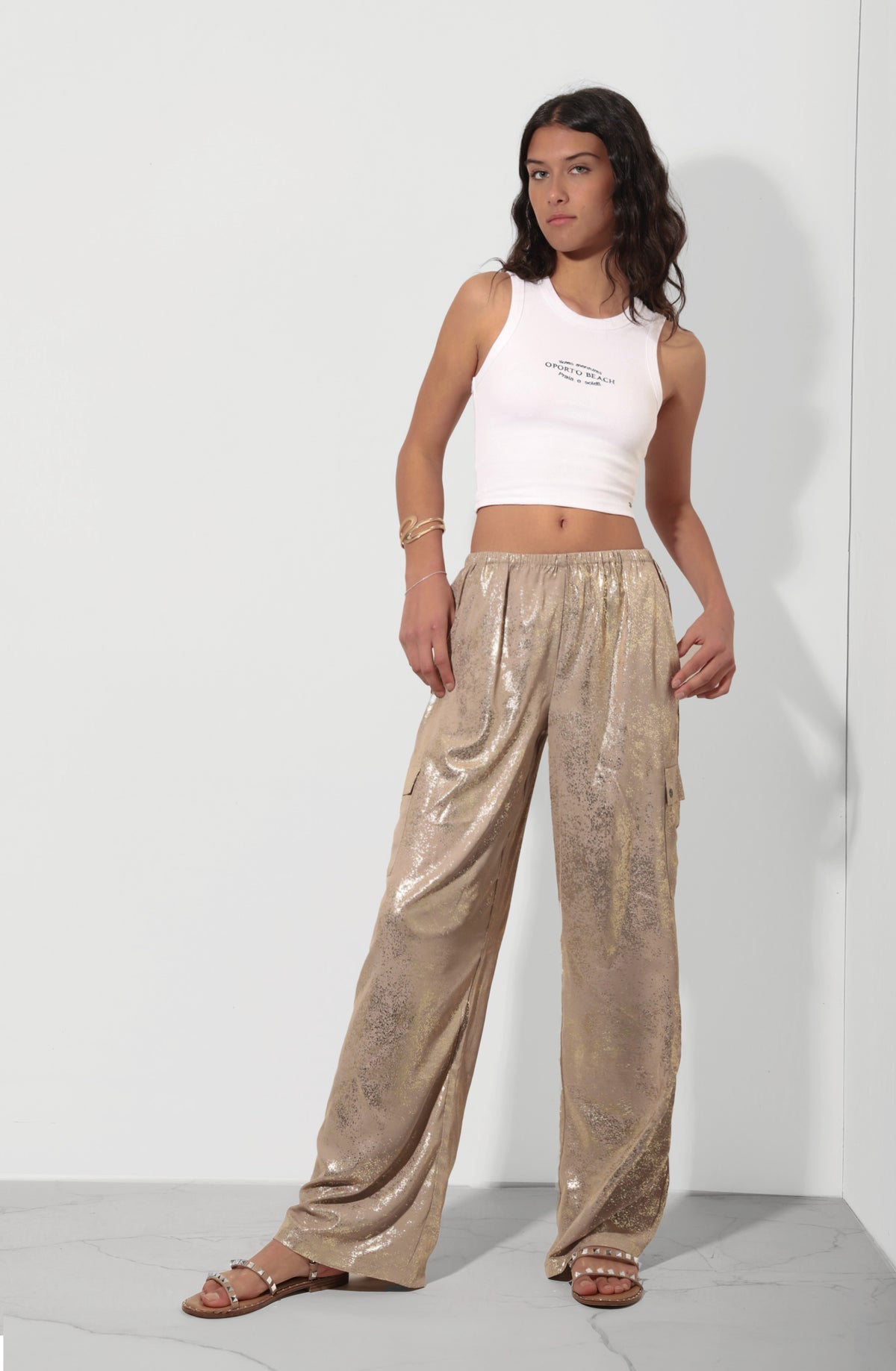 Pants Relaxed Foil Gold