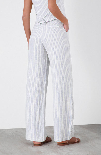 Pantalón Rayas Lino Blue