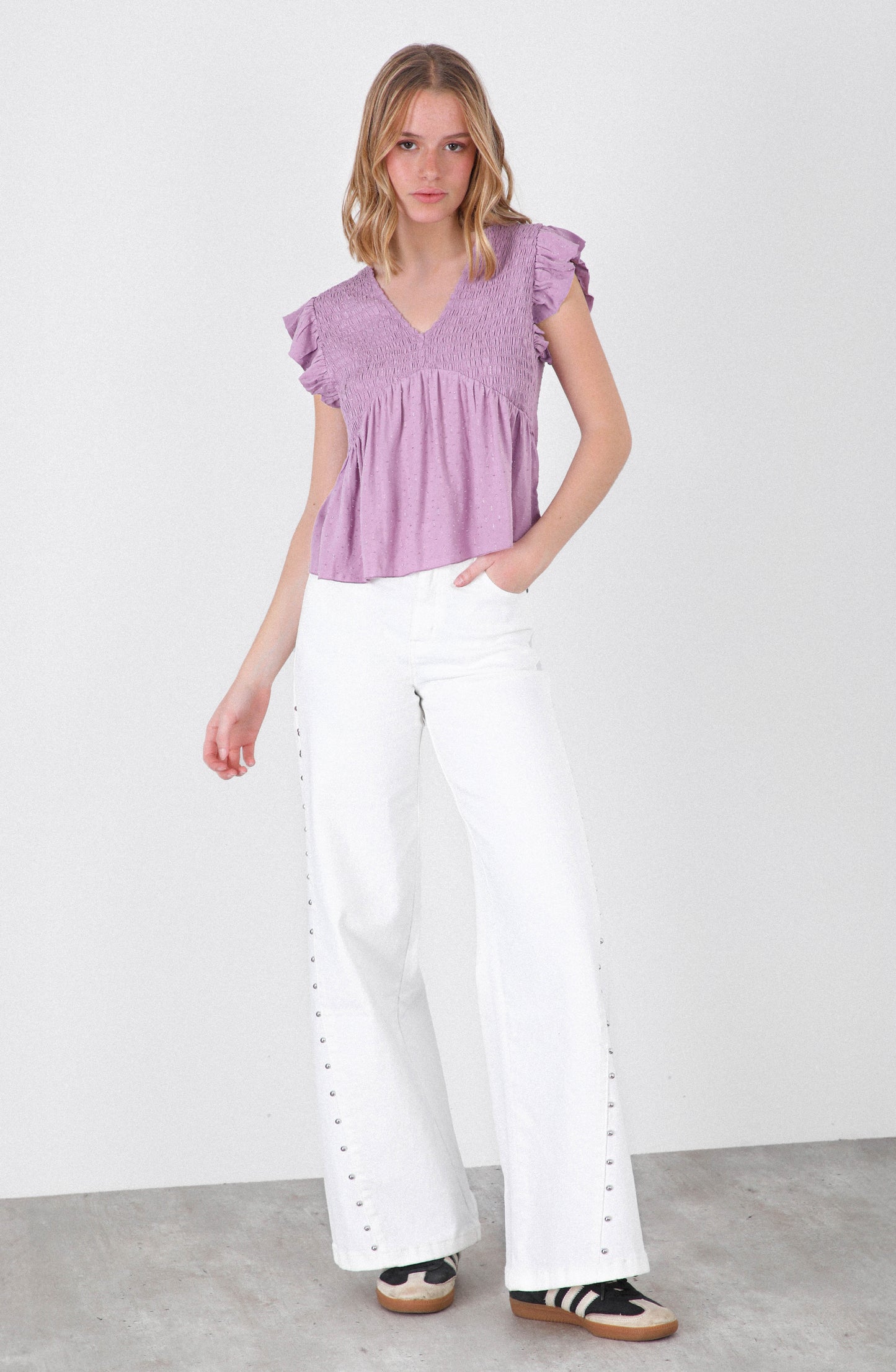 Top Panal Vuelos Lurex Pink