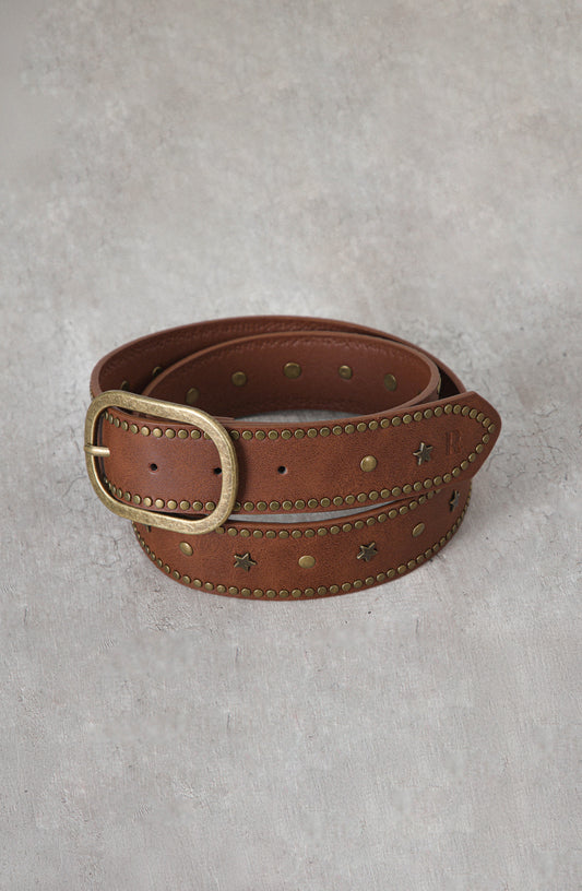 Cinturón Estrellas Tachas Brown