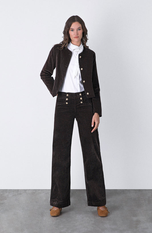 Pantalón Cotelé Botones Frontales Brown