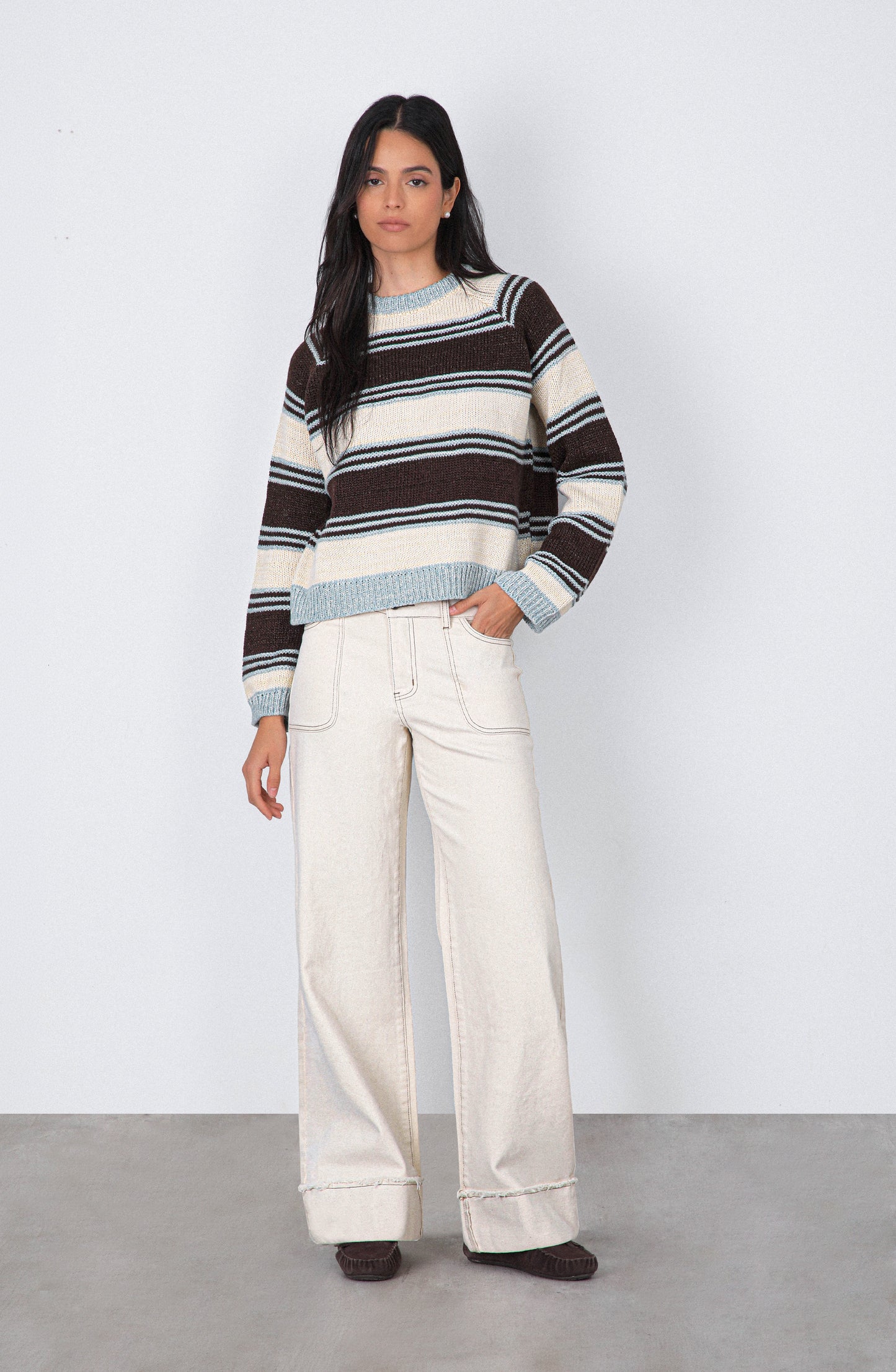 Sweater Rayas Ecru
