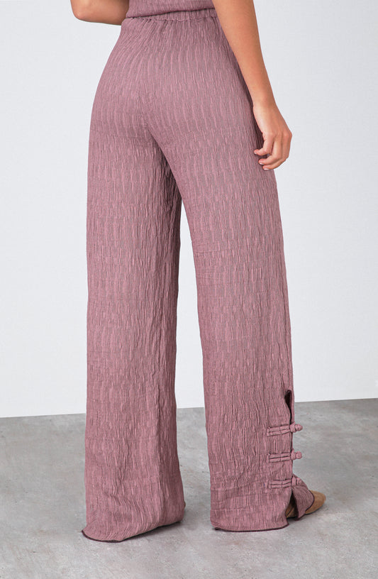 Pantalón Abertura Botón Lateral Rose
