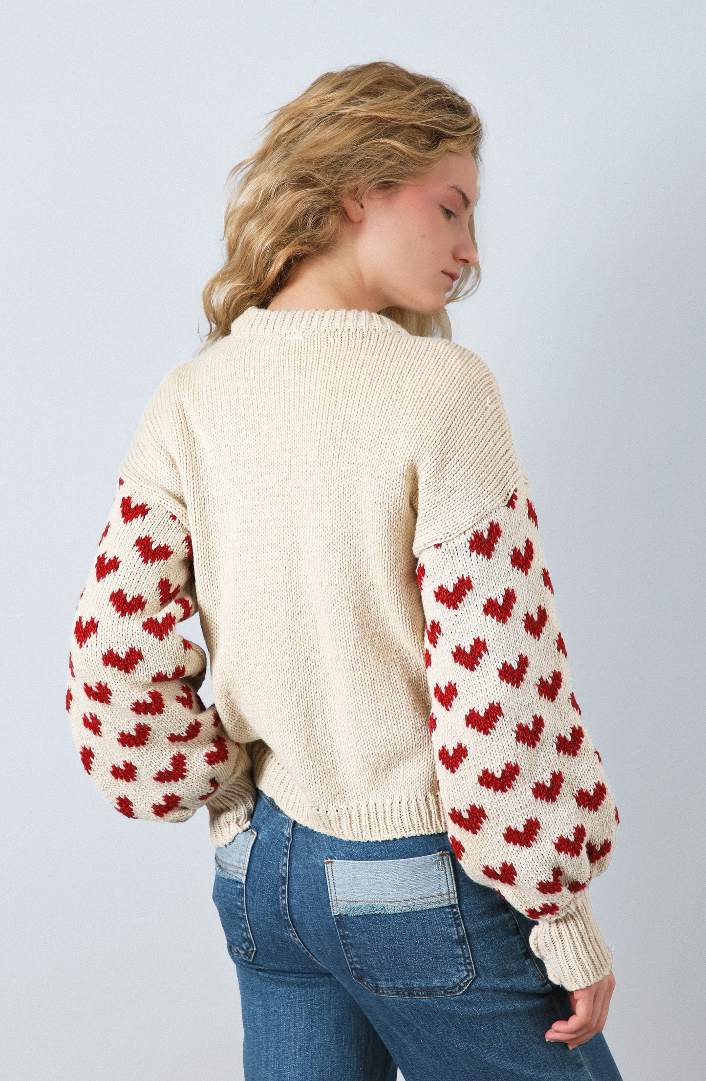 Sweater Corazones Ecru