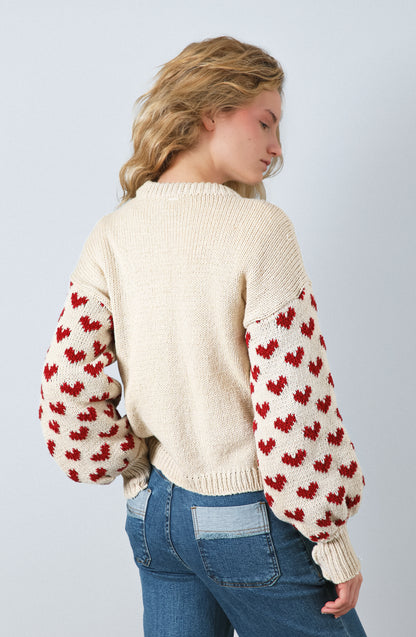 Sweater Corazones Ecru