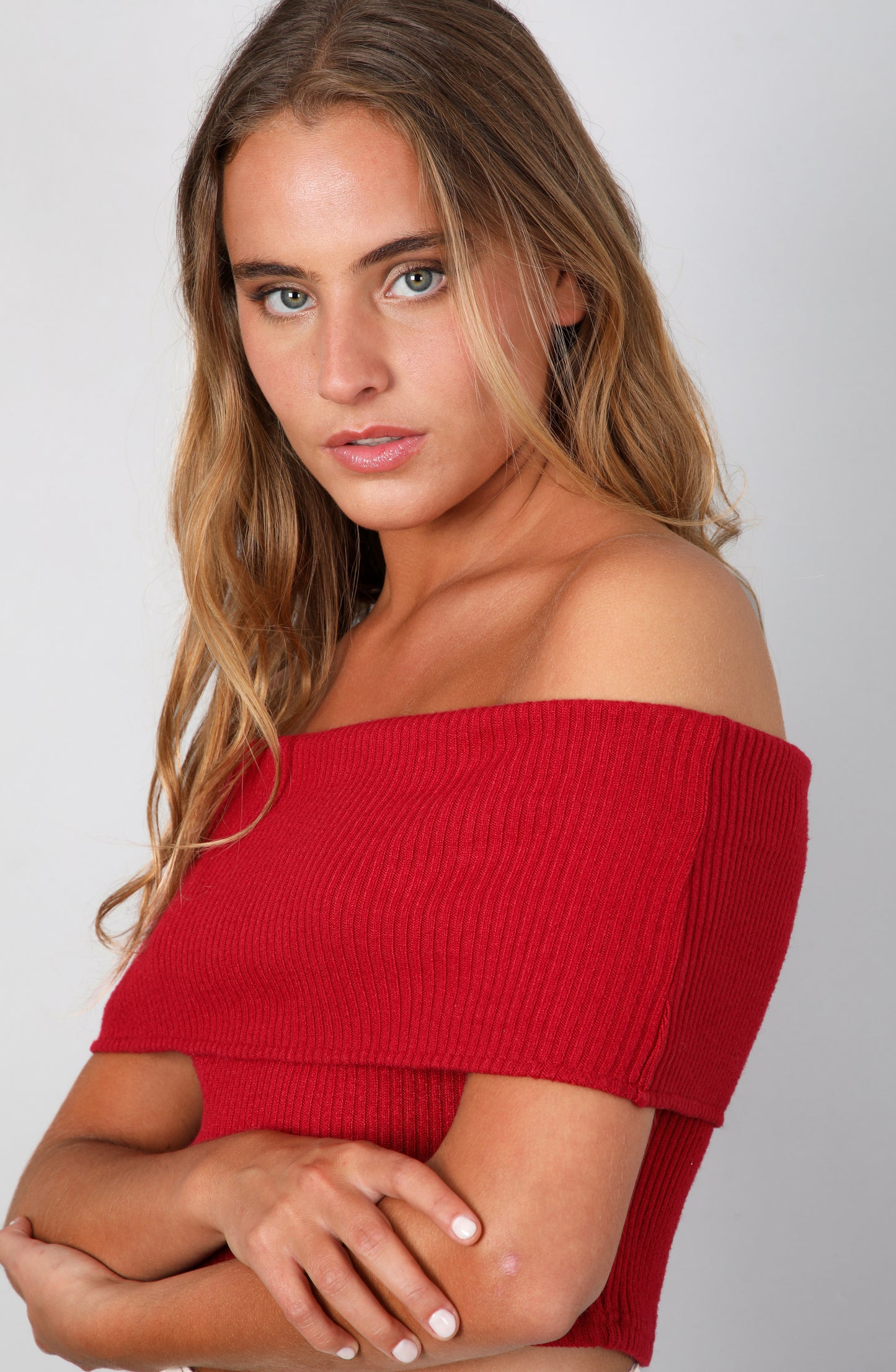 Top Bardot Red
