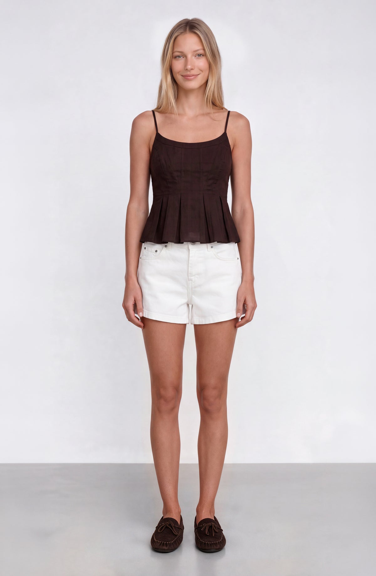 Top Ajustado Plisado Brown