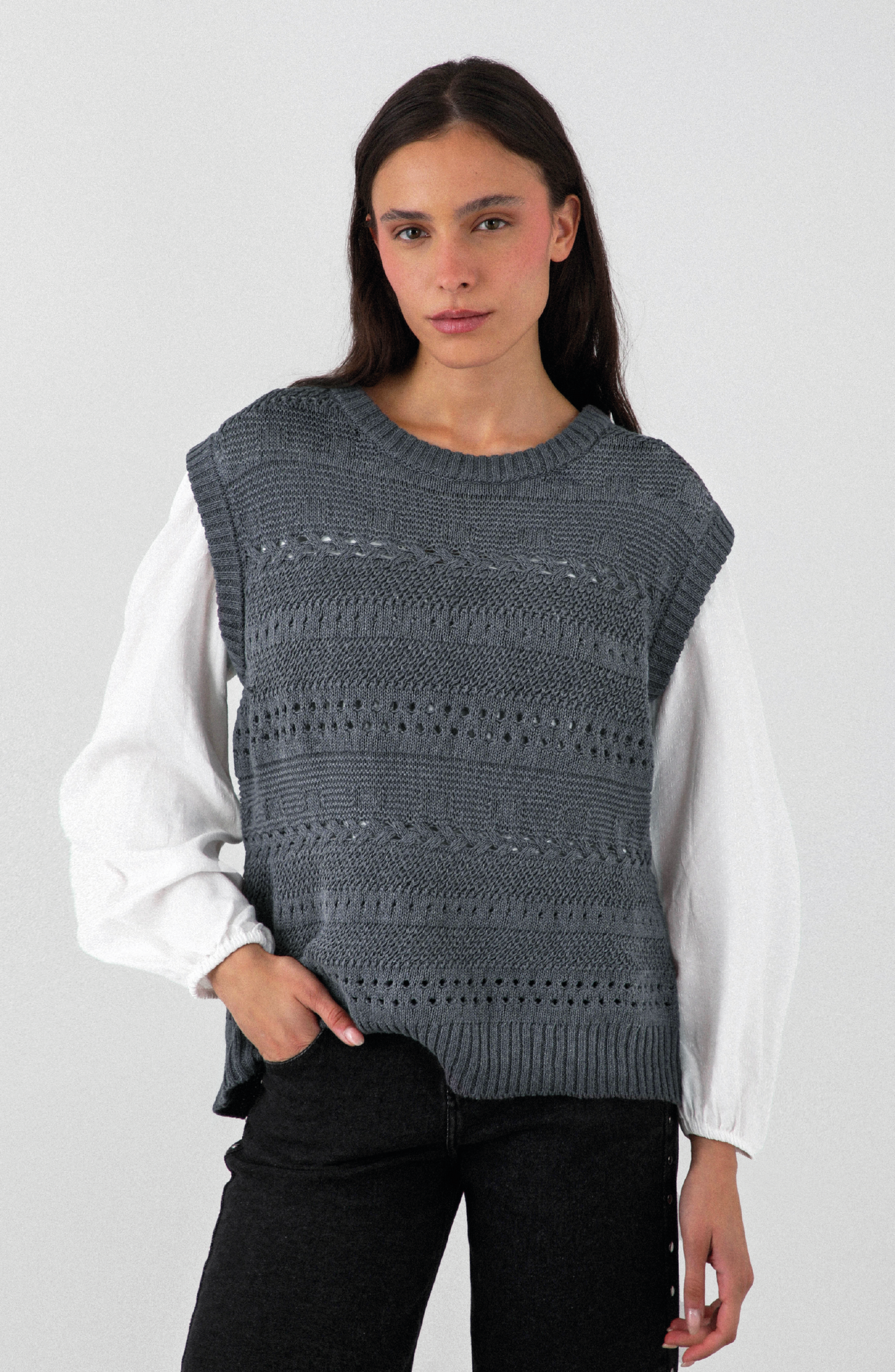 Sweater Vest Trenzado Gray