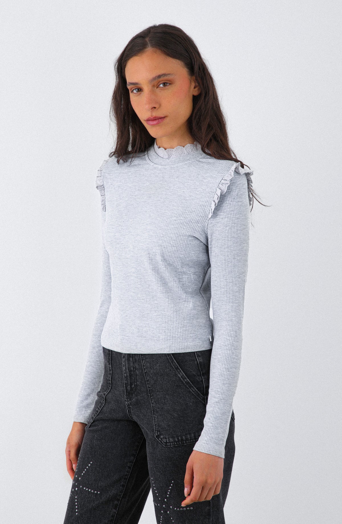 Polera Manga Larga Vuelos Gray
