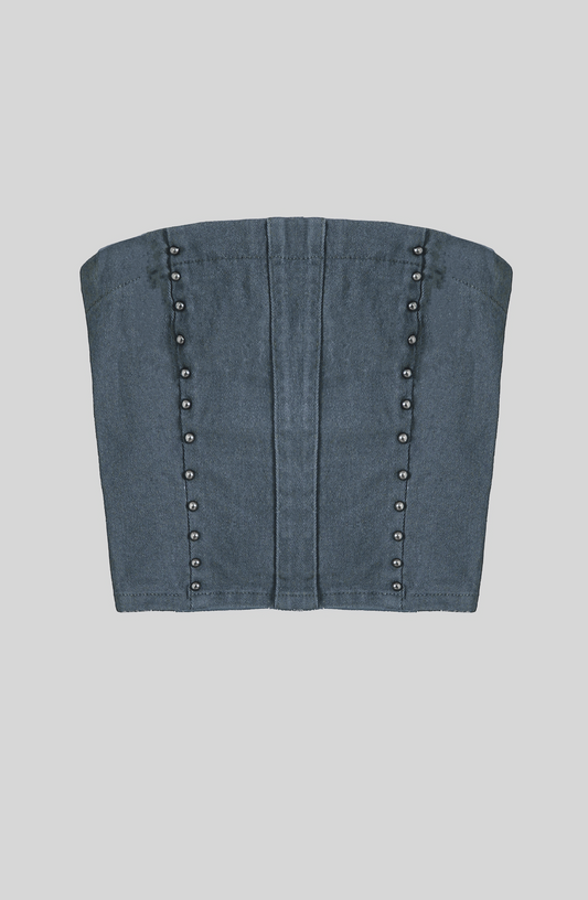 Top Strapless Tachas Gray