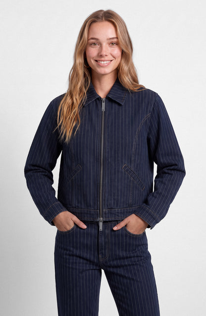 Chaqueta Denim Rayas Indigo