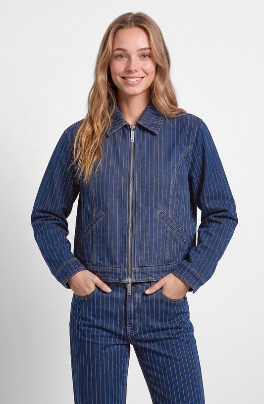 Chaqueta Denim Rayas Indigo