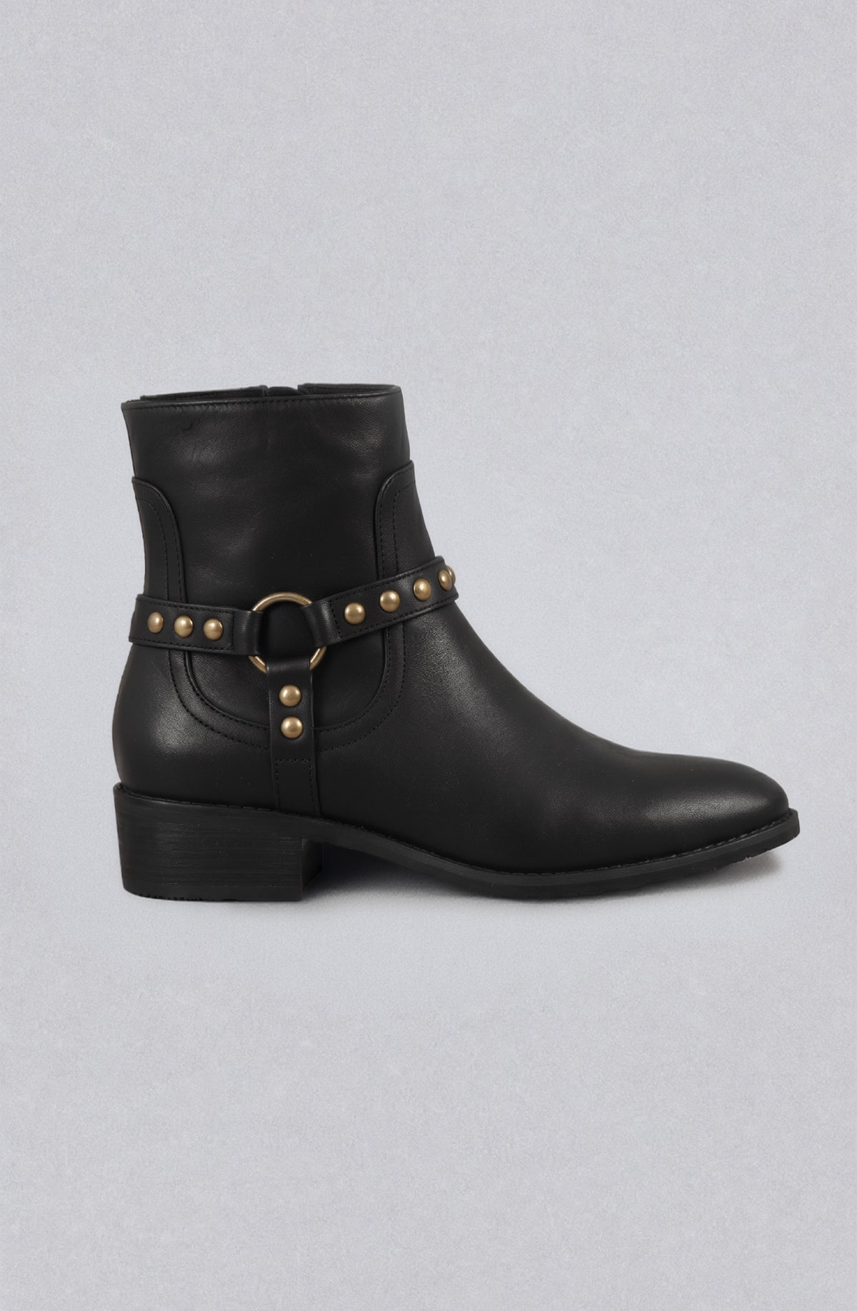 Botín Hebilla Tachas Black