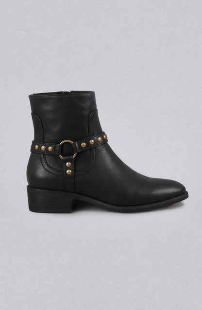 Botín Hebilla Tachas Black