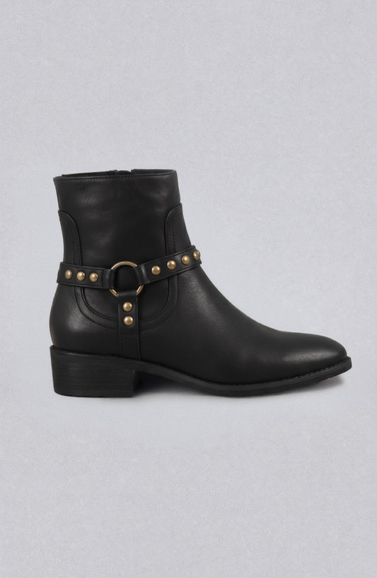 Botín Hebilla Tachas Black