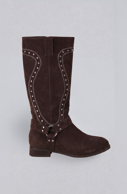 Bota Alta Tachas Brown