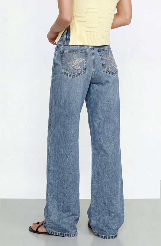 Pantalón Estrella Strass Blue