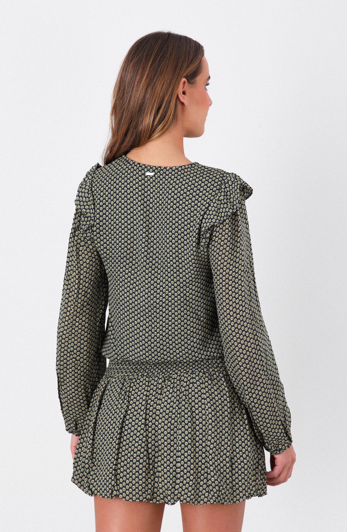 Blusa Estampada Vuelo Lurex Navy