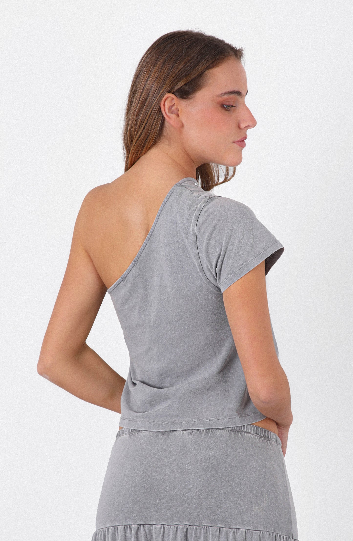 Polera Asimetrica Estrellas Grey