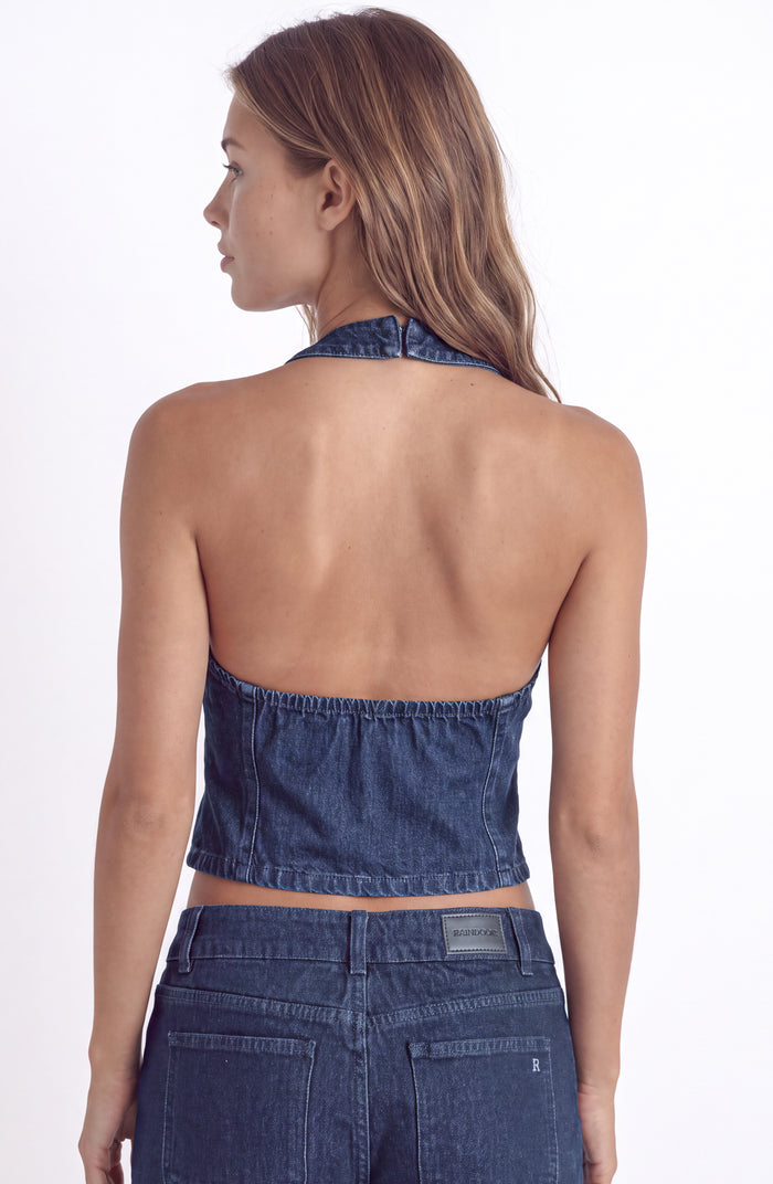 Vest Halter Tencel Denim Indigo