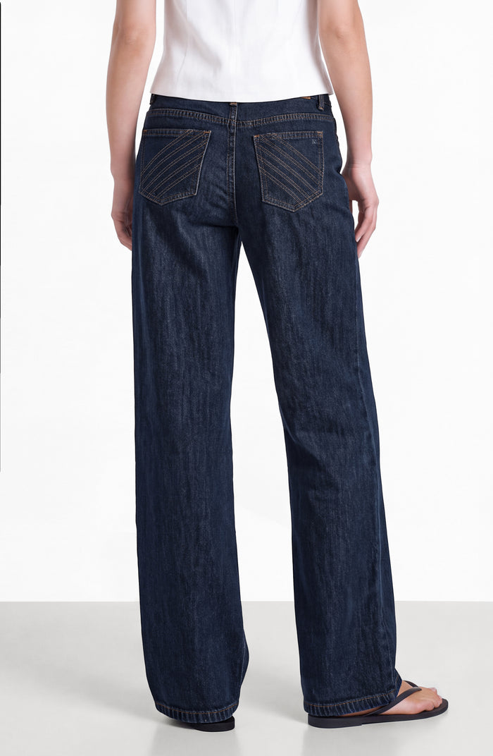 Pantalón Plisado Denim Indigo
