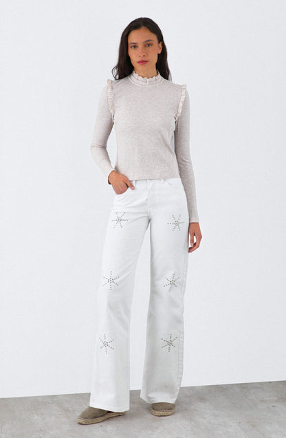 Polera Manga Larga Vuelos Beige