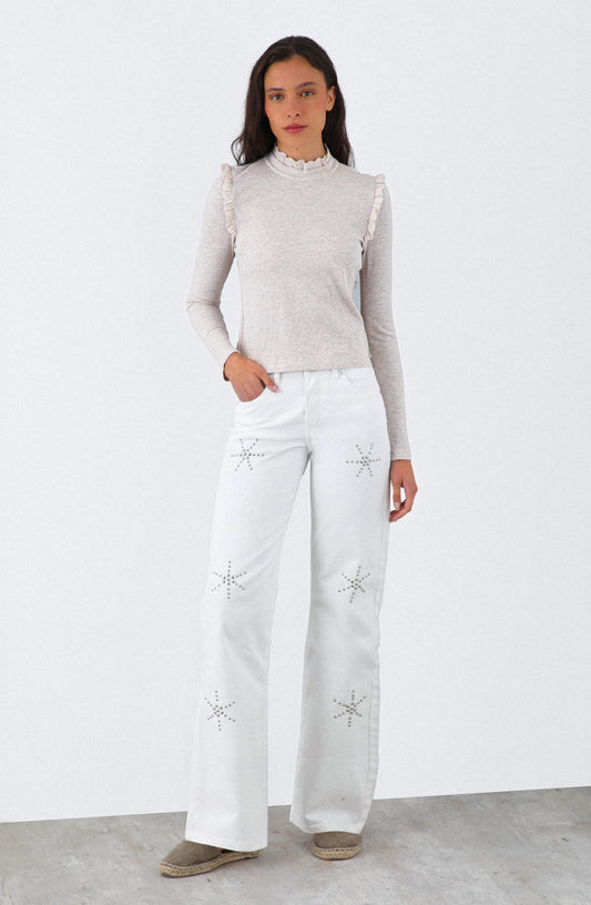 Polera Manga Larga Vuelos Beige