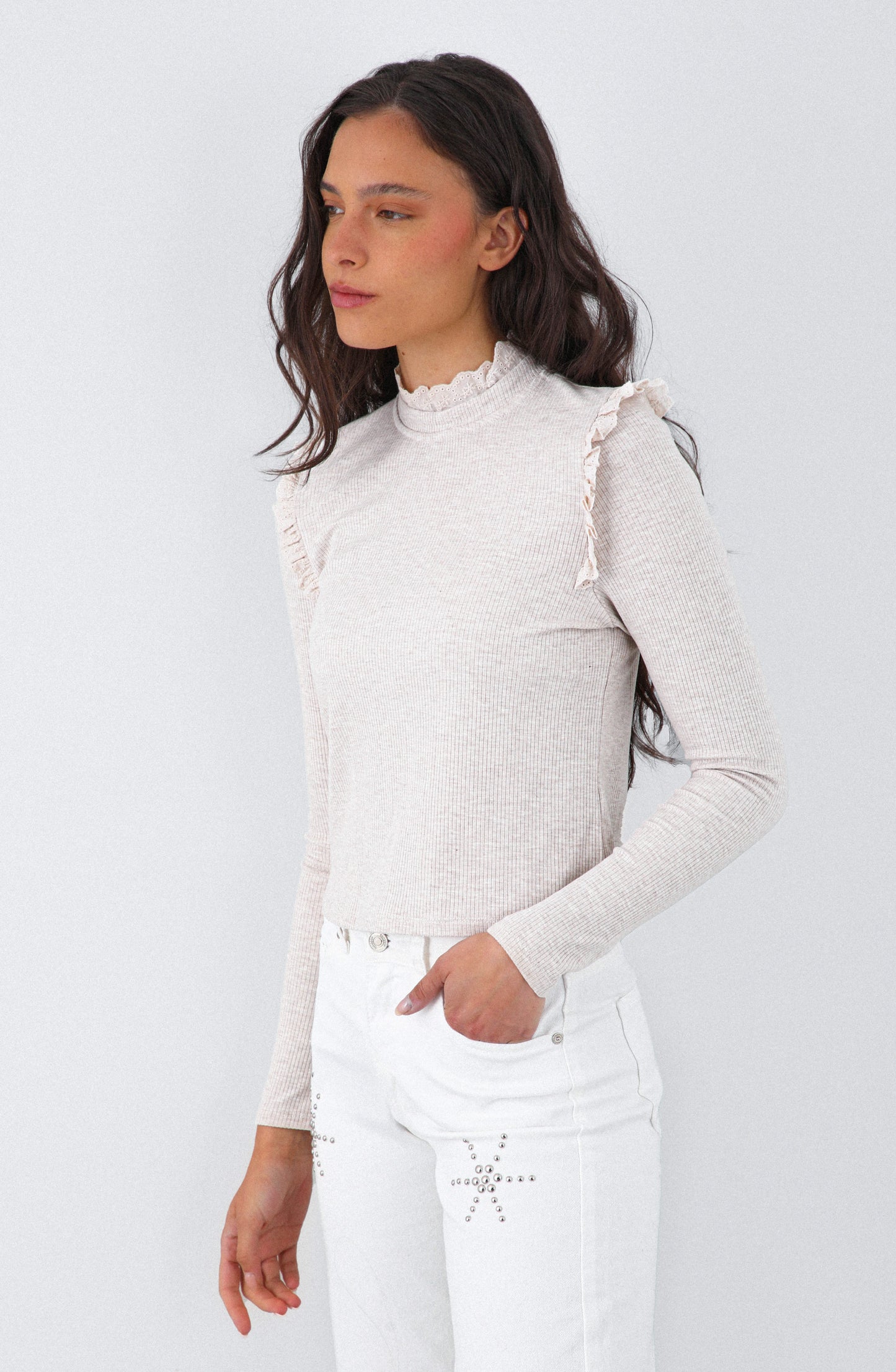 Polera Manga Larga Vuelos Beige