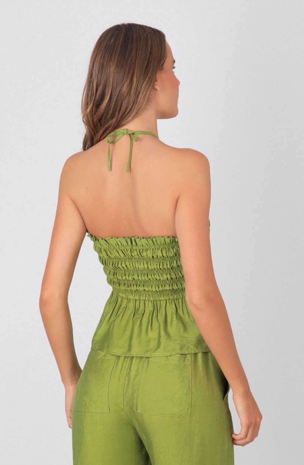 Top Strapless Lino Pistacho