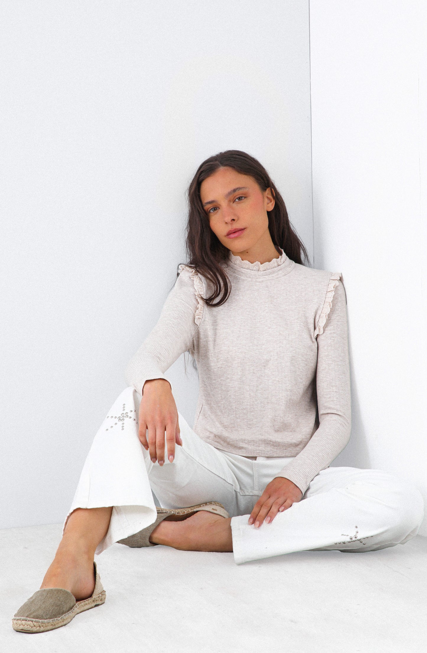 Polera Manga Larga Vuelos Beige