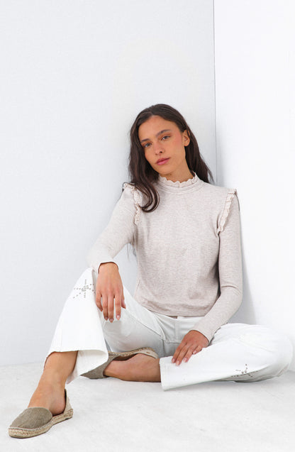 Polera Manga Larga Vuelos Beige