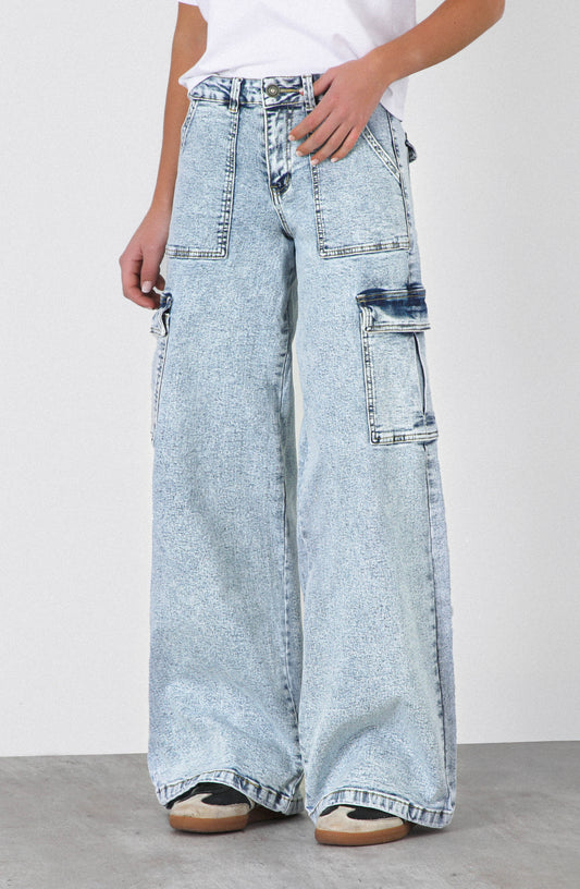 Pantalón Wide Leg Bag Blue