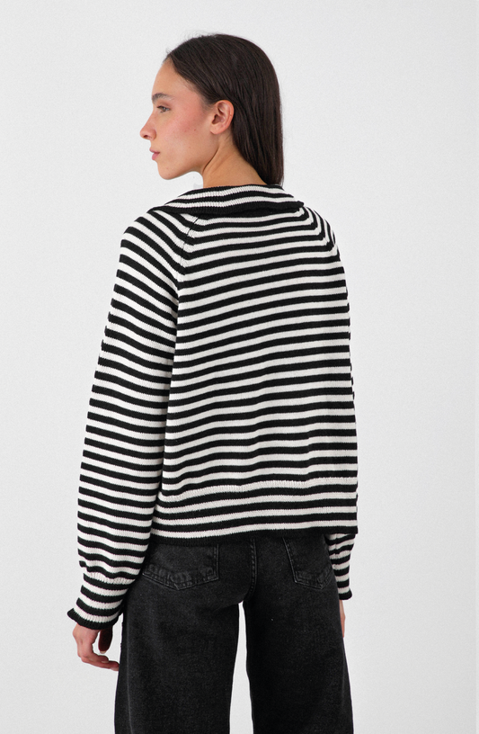 Sweater Polo Rayas Black