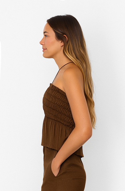 Top Strapless Lino Brown