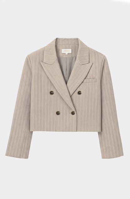 Blazer Rayas Corto Lurex Beige