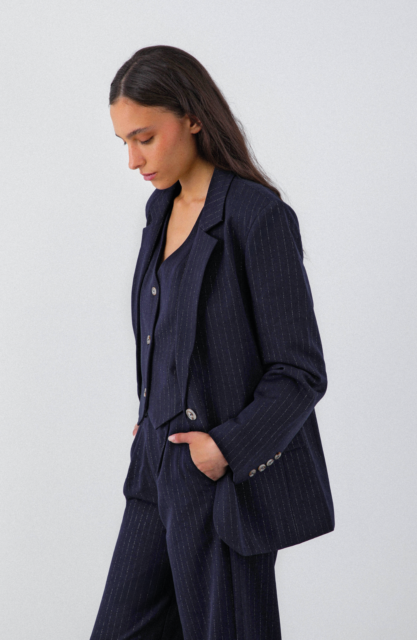 Blazer Lineas Lurex Blue